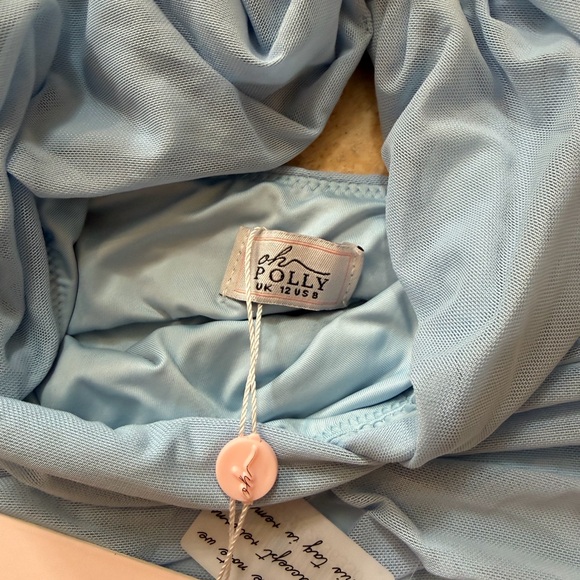 Oh Polly Light Blue Kids Halter One-Piece - Picture 3 of 4